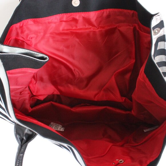 Victoria's Secret Black Silver Striped Large Canvas Tote Bag NWT - Picture 5 of 5
